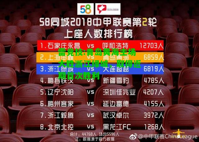 雷竞技:青岛黄海主场大胜浙江绿城，取得近期首次胜利
