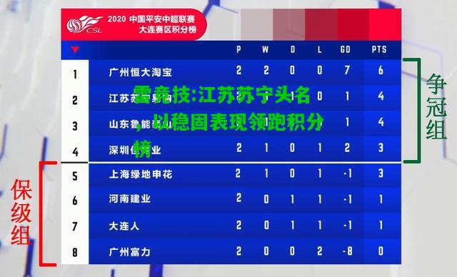 雷竞技:江苏苏宁头名，以稳固表现领跑积分榜