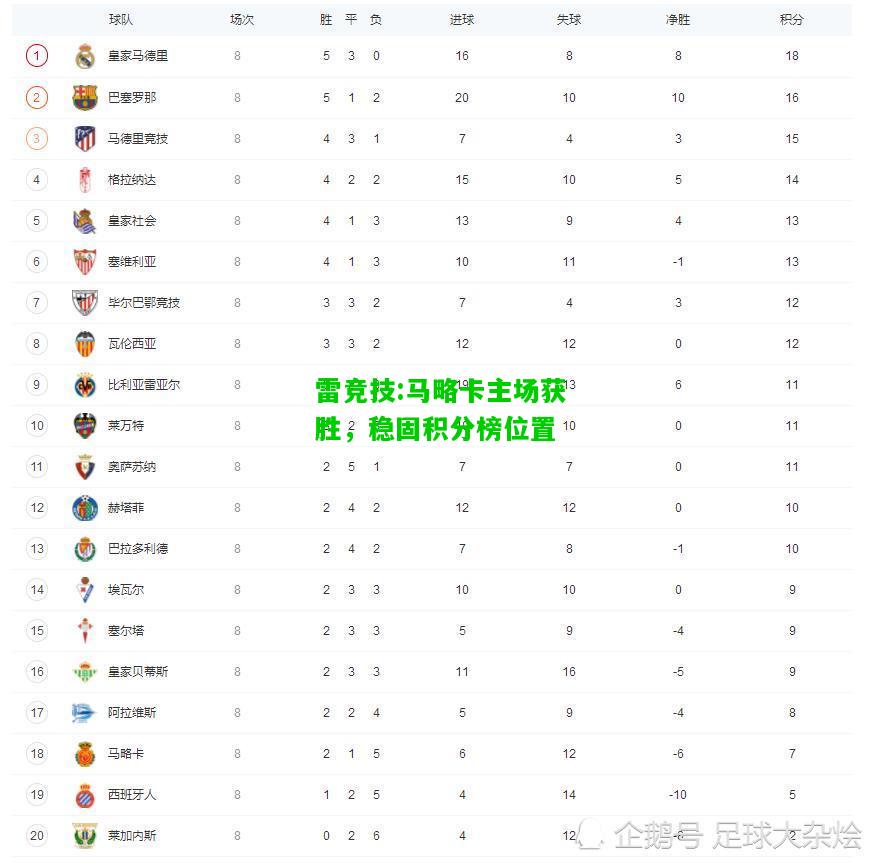 雷竞技:马略卡主场获胜，稳固积分榜位置